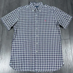 Polo Ralph Lauren S/S Camp Button Front Shirt Mens Med Plaid Classic Red Pony - Picture 1 of 7
