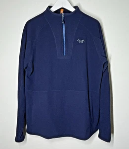 Peter Millar Crown 1/4 Zip Pullover Mens L Navy Blue Club Logo EXCELLENT Cond! - Picture 1 of 9