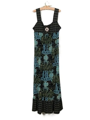 Cato Women’s XL Maxi Dress Sleeveless Boho Paisley Print Black Blue Green Empire - Image 1 of 4