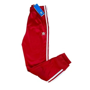 ADIDAS ORIGINALS Kids SST Track Pants Red zipper side pockets size M - Picture 1 of 13