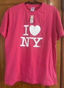 Camiseta para mujer I Love New York grande rosa cuello redondo gráfica nueva con etiquetas - Imagen 1 de 9