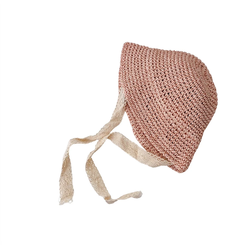 Sombrero de paja de verano para niños Lazo de encaje Bebé Niña Gorra Playa Niños Sombrero para el sol Sombreros de princesa Foto 1 de 4