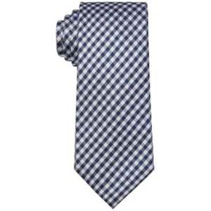 Tommy Hilfiger Classic Design Gingham Check Tie Men's One Size Navy Pointed - Picture 1 of 15