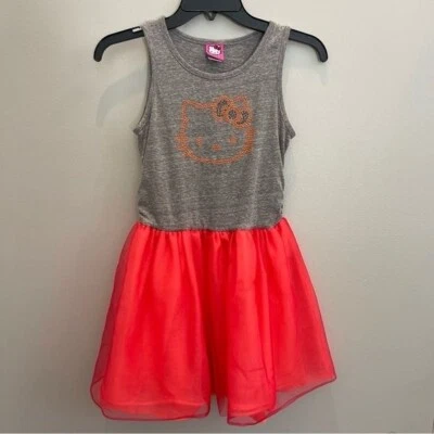 Hello kitty dress  by Sanrio Tank Tutu Dress Girl’s L 10/12 Gray Orange - Image 1 of 4