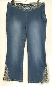 Vintage Rave R4R Stretch Flood Jeans With Embellishments Size 11, NOS - Picture 1 of 12