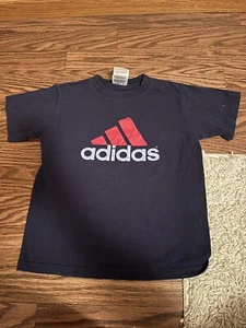 Children’s Adidas Short Sleeve Boys T Shirt Size Small Blue Graphic Print Logo - Picture 1 of 3