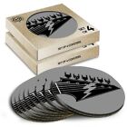 8x Round Coasters in the Box - BW - Rock Band Electric Guitar Music  #35640