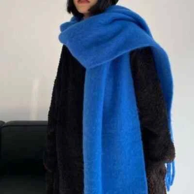 Bufanda envolvente de invierno para mujer estilo cachemir suave grueso cálido color liso chal Foto 1 de 4
