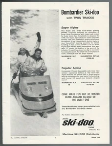 1968 SKI-DOO Snowmobile advertisement, Bombardier snow mobile, Canadian - Picture 1 of 3