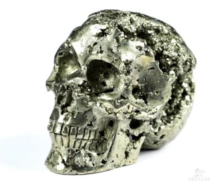3,0" Pyrit Geode geschnitzter Kristallschädel, realistisch, Kristallheilung - Bild 1 von 9