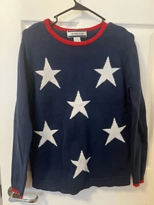 Crystal Kobe American Flag Patriotic Sweater Women’s Size Small Red White Blue - Picture 1 of 15