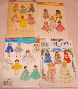 4 Simplicity Sewing Patterns Vintage Doll Clothes Sizes 8", 13-14", 16" & 18" - Picture 1 of 1