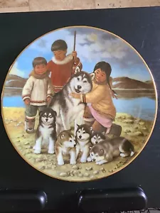 Nori Peter Proud Mother Collector's Plate Inuit Children Husky Dog Puppies #2208 - Picture 1 of 7