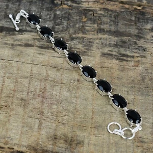 Black Spinel Gemstone Bracelet 925 Sterling Silver Jewelry For Birthday Gifts - Picture 1 of 4
