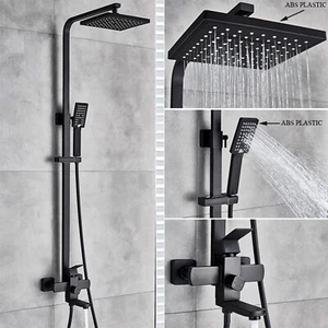 Exposed Bathroom Shower Faucet Set Shower Fixture 8" Rainfall Head Combo System - Picture 1 of 11