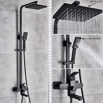 Exposed Bathroom Shower Faucet Set Shower Fixture 8" Rainfall Head Combo System - Image 1 of 4