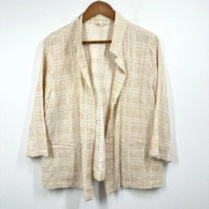 Leichter Mantel Eileen Fisher Größe L weiß creme Bio Leinen Baumwollmischung - Bild 1 von 6