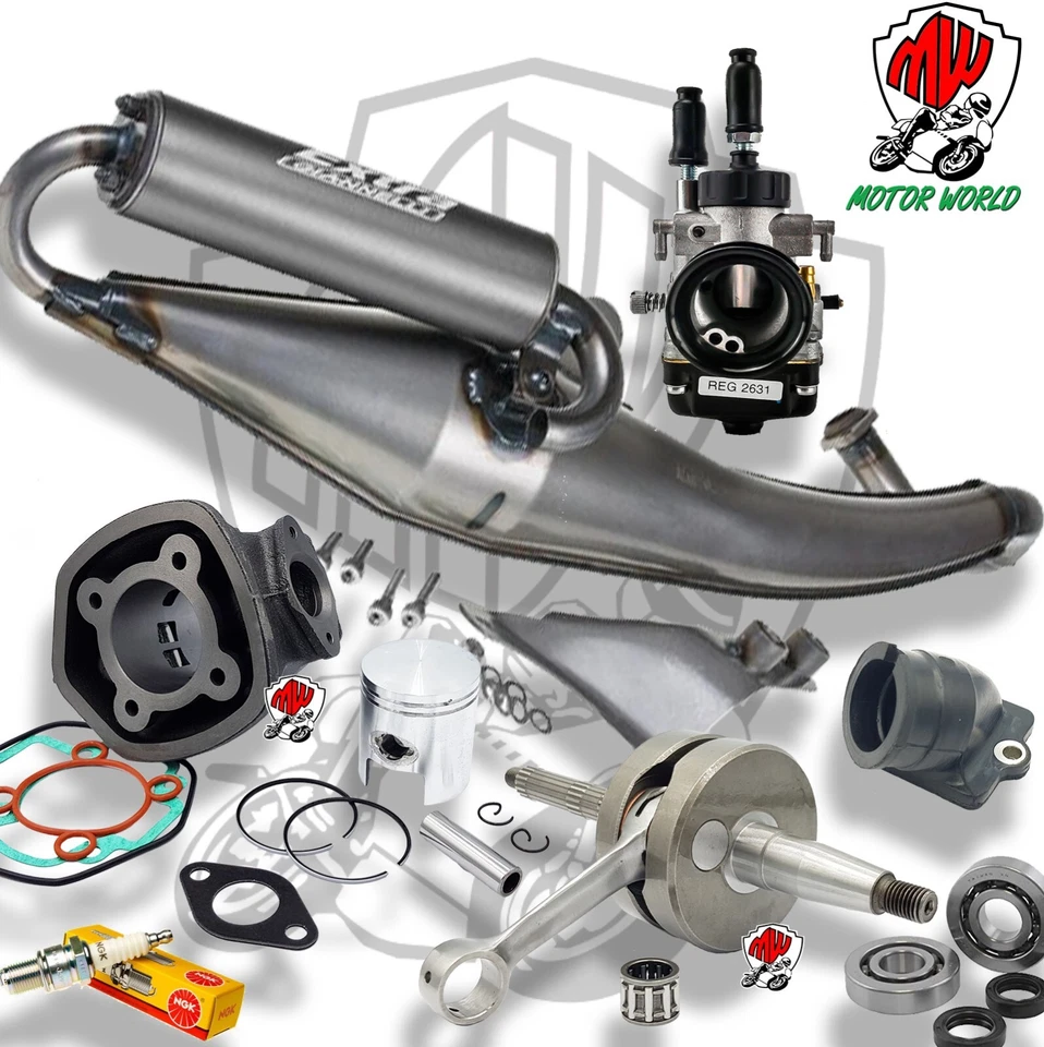 KIT COMPLETO CILINDRO ALBERO MARMITTA 70cc ø47 2T PIAGGIO NRG Power DD - Immagine 1 di 1