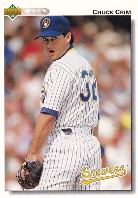 1992 Upper Deck #496 Chuck Crim Milwaukee Brewers + Yes 4 Free Mystery Cards - Image 1 of 2