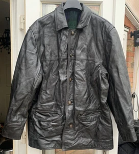 MARRS MODA PER ACELIN VINTAGE MENS Black Real Leather JacketCoat XL C46”L33Good - Picture 1 of 8