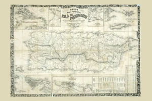 1863 Map of Puerto Rico - Picture 1 of 3