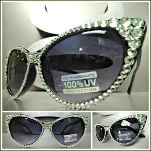 Edle elegante RETRO Cat Eye Style SONNENBRILLE selten mintgrün Kristalle HANDARBEIT - Bild 1 von 9