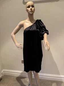 Stella McCartney Black Silk Party One Shoulder Dress - Size 42 UK 8 - Picture 1 of 18