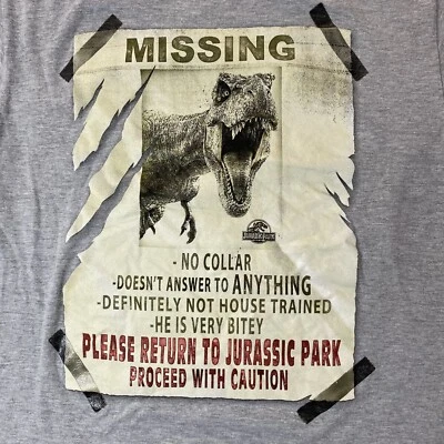 Jurassic Park T-Rex Missing Pet Tee T Shirt Short Sleeve Small S - Image 1 of 4