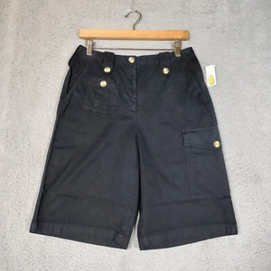 Talbots Shorts Women 8 Black Flat Front Bermuda Pockets Preppy Vintage Retro NWT - Picture 1 of 12