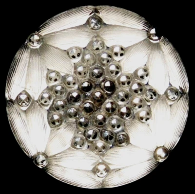 BOTÓN de vidrio grande del siglo XIX antiguo de encaje plateado blanco flor de margarita BONITO 1 y 1/4 Foto 1 de 4