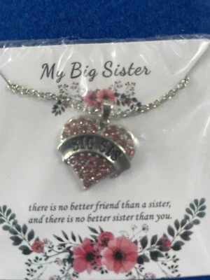 Moda Corazón Colgante Collar BIG SIS LITTLE SIS Cadena Collar Joyería AMOR Foto 1 de 4