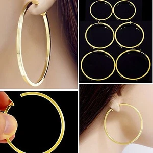 #E121B Pair CLIP ON Hoop non-pierced EARRINGS Spring Closure Women Big Small NEW - Picture 1 of 15