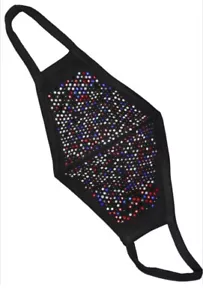 Vocal USA Rot Weiß Blau Strass Kristall Mode Gesichtsmaske - Bild 1 von 3