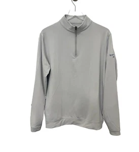 Peter Millar Pullover Uomo M Wicking 1/4 Zip Camicia Performance Golf Grigio Scozia - Foto 1 di 8