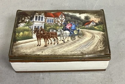 Antiguo joyero de cerámica pintado a mano con tapa esmaltada - Checoslovaquia Foto 1 de 4