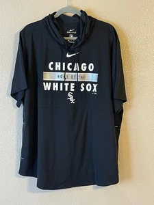 Men’s 2XL NWOT Chicago White Sox Nike Home Team Short Sleeve Hoodie Top Black - Picture 1 of 7