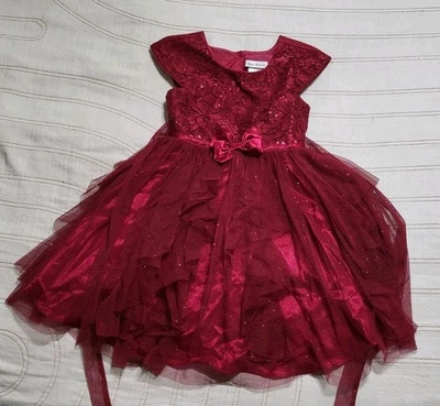 Vestido Princesa Tutú Brillante Tul Borgoña Jona Michelle Niña Talla 7 Navidad Foto 1 de 4