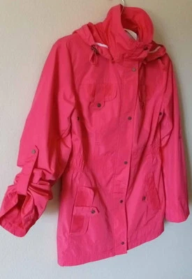 Погода укротитель женщин розовый оранжевый куртка ветровка водонепроницаемый капюшон молнии Sz S - Изображение 1 из 4