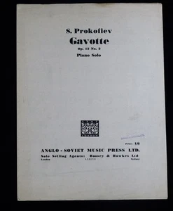Prokofjew Gavotte Op.12/2 Klavier Solo Noten Vintage ASMP edtn 15 sehr guter Zustand - Bild 1 von 3