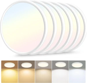 6 Pack 3200Lm LED Flush Mount Ceiling Light 12 Inch, 5CCT Adjustable,Super Slim  - Picture 1 of 12