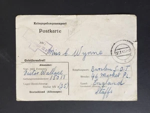 T GB 1941 PRISONER OF WAY POSTCARD FROM GERMANY STALAG XX/A (35) TO STAFFS - Picture 1 of 2