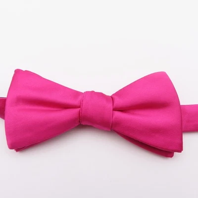 J Ferrar Bow Tie Pink Solid 2" Wide Pre Tie Polyester Tuxedo Formal - Image 1 of 4