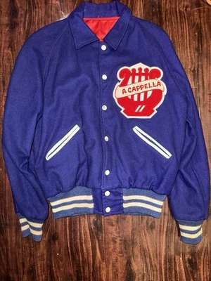 1970’s Vintage Royal Blue/red Men’s Varsity Jacket Letterman Size Medium - Image 1 of 4