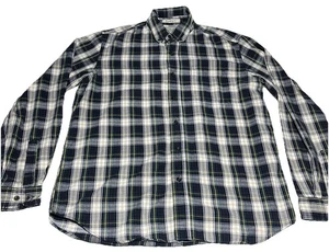 LL BEAN Hemd Knopfleiste Baumwolle Flanell Scotch kariert Grunge grün blau Medium Reg - Bild 1 von 9