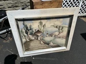 Vtg Large Benjamin Jorj Harris Art Deco Airbrush Landscape Painting Newman Decor - Picture 1 of 10