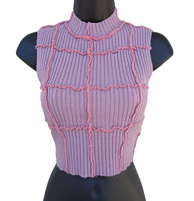 Urban Outfitters The Ragged Priest Top Cropped Knit Purple XS Sleeveless - Image 1 of 4