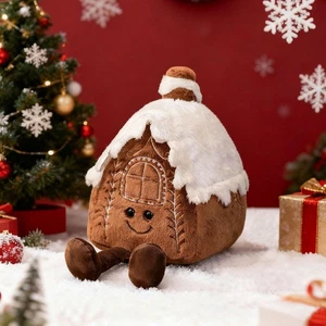 Cartoon Haus Dekokissen Stofftier Lebkuchenhaus Kissen 12,5 Zoll Schnee Ingwer... - Bild 1 von 7