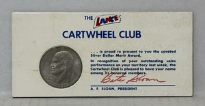 1976 Lance Snacks CARTWHEEL CLUB Salesman Award with IKE DOLLAR / Advertising - Bild 1 von 2
