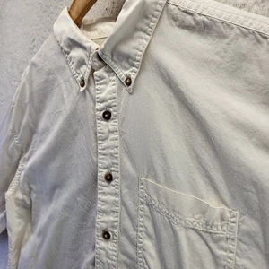 LL Bean Button Down Hemd Herren Large Creme Langarm Baumwolle Outdoor Papa - Bild 1 von 18
