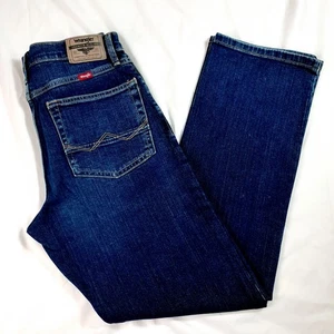 Pantalones de mezclilla elásticos calce recto azul oscuro talla 30x30 Wrangler para hombre nuevos con etiquetas - Imagen 1 de 13